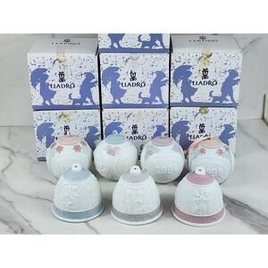 LLADRO Tree Christmas Ornament Ball & Bell 3" Matte Porcelain 1994 1995 1996 x7